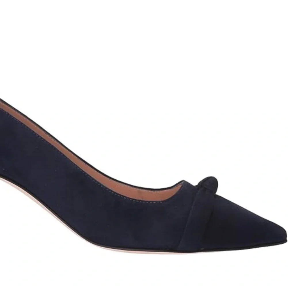 Stuart Weitzman Suede Fontaine Bow Pump Navy Size 7 1/2